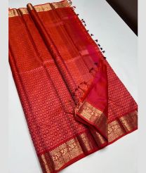 Red and Golden soft silk kanchipuram sarees with All over design