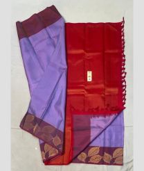 Purple and Red soft silk kanchipuram sarees with turning border design