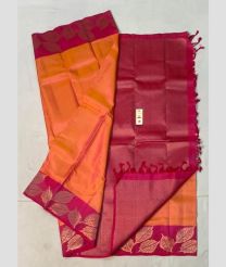 Orange and Red soft silk kanchipuram sarees with turning border design