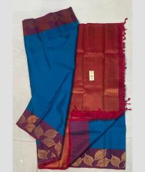 Blue and Red soft silk kanchipuram sarees with turning border design