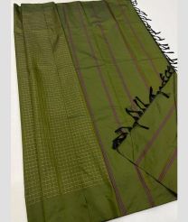 Leafy Green and Red soft silk kanchipuram sarees with All over Checks design
