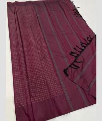 Dark Magenta and Grey soft silk kanchipuram sarees with All over Checks design