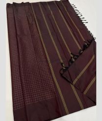 Dark Maroon and Yellow soft silk kanchipuram sarees with All over Checks design