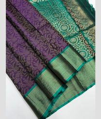 Plum Purple and Medium Teal soft silk kanchipuram sarees with All over Jari design