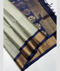 Cream and Navy Blue soft silk kanchipuram sarees with All over Jari design