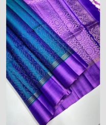 Blue and Purple soft silk kanchipuram sarees with All over Jari design