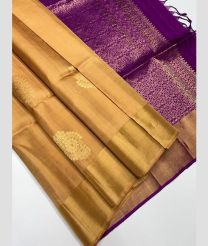 Lite Brown and Purple soft silk kanchipuram sarees with Kaddy Border design