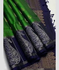 Green and Navy Blue soft silk kanchipuram sarees with Brocade Pattern Border design
