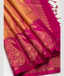 Orange and Pink soft silk kanchipuram sarees with Brocade Pattern Border design