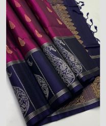 Magenta and Navy Blue soft silk kanchipuram sarees with Brocade Pattern Border design