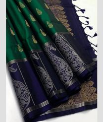 Dark Green and Navy Blue soft silk kanchipuram sarees with Brocade Pattern Border design