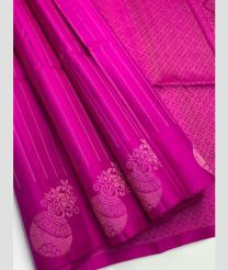 Hot Pink and cream soft silk kanchipuram sarees with Brocade Pattern Border design