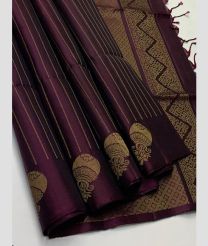 Plum Velvet and Cream soft silk kanchipuram sarees with Brocade Pattern Border design