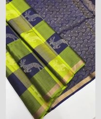 Emerald Green and Dark Grey soft silk kanchipuram sarees with All over Checks design