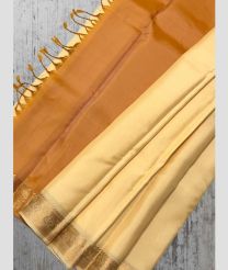 Brown and Cream soft silk kanchipuram sarees with Plain design