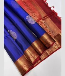 Royal Blue and Red soft silk kanchipuram sarees with Jacquard Border design