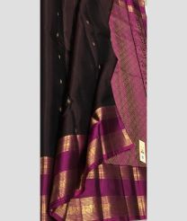 Chocolate and Neon Pink soft silk kanchipuram sarees with All over Buttas design
