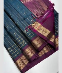 Teal and Dark Magenta soft silk kanchipuram sarees with All over design