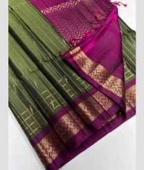 Olive and Magenta soft silk kanchipuram sarees with All over design