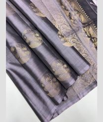 Grey soft silk kanchipuram sarees with All over Buttas design