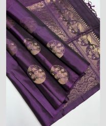 Plum Purple soft silk kanchipuram sarees with All over Buttas design