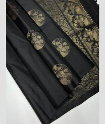 Charcoal Black soft silk kanchipuram sarees with All over Buttas design