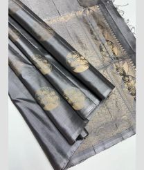 Lite Grey soft silk kanchipuram sarees with All over Buttas design