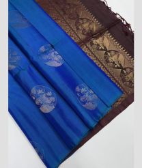 Blue and Brown soft silk kanchipuram sarees with All over Buttas design