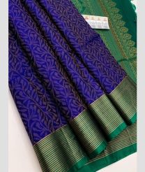 Royal Blue and Green soft silk kanchipuram sarees with All over Jari design