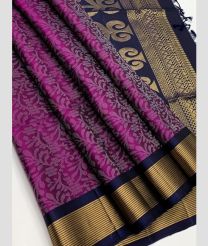 Magenta and Dark Navy Blue soft silk kanchipuram sarees with All over Jari design