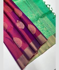 Magenta and Aquamarine soft silk kanchipuram sarees with All over Buttas design