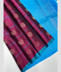Magenta and Blue soft silk kanchipuram sarees with All over Checks and Buttas design