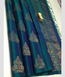 Dark Teal soft silk kanchipuram sarees with All over Buttas design