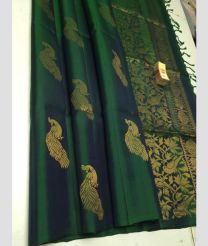 Dark Green soft silk kanchipuram sarees with All over Buttas design