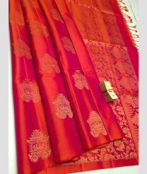 Ruby Red soft silk kanchipuram sarees with All over Buttas design