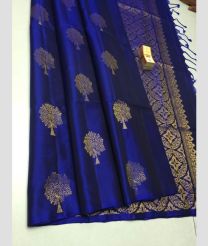 Royal blue soft silk kanchipuram sarees with All over Buttas design