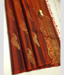 Chestnut soft silk kanchipuram sarees with All over Buttas design