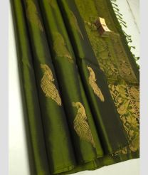 Olive soft silk kanchipuram sarees with All over Buttas design