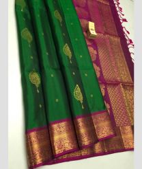 Green and Magenta soft silk kanchipuram sarees with All over Buttas design