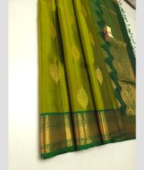 Parrot Green and Green soft silk kanchipuram sarees with All over Buttas design