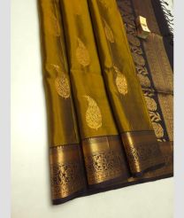 Golden Brown and Chocolate soft silk kanchipuram sarees with All over Buttas design
