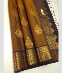 Brown and Chocolate soft silk kanchipuram sarees with All over Buttas design