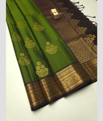 Green and Dark Chocolate soft silk kanchipuram sarees with All over Buttas design