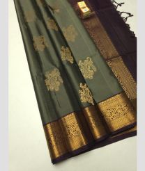 Grey and Black soft silk kanchipuram sarees with All over Buttas design