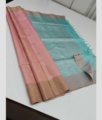 Baby Pink and Lite Turquoise soft silk kanchipuram sarees with All over Buttas design