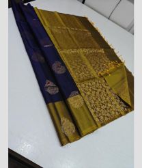 Navy Blue and Mehendi Green soft silk kanchipuram sarees with All over Buttas design