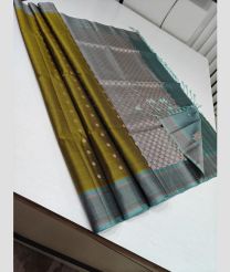Mehendi Green and Lite Sky Blue soft silk kanchipuram sarees with All over Buttas design