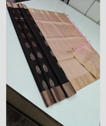 Charcoal Black and BabyPink soft silk kanchipuram sarees with All over Buttas design