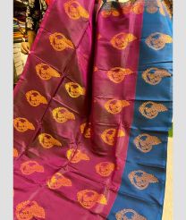 Deep Pink and Blue soft silk kanchipuram sarees with All over Buttas design