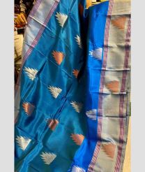 Blue and Lite grey soft silk kanchipuram sarees with All over Buttas design